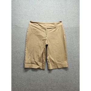 Pantalogy Women Bermuda Shorts 8 Beige Elastic Waist Zip Hook & Eyes Logo Casual